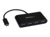 StarTech.com 4-Port USB-C Hub - Portable USB-C to 4x USB-A Hub - Bus-Powered USB 3.1 Gen 1 Type-C Hub - USB 3.0 Port Expander (HB30C4AB) Sort