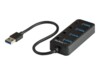 StarTech.com 4 Port USB 3.0 Hub, USB-A to 4x USB 3.0 Type-A with Individual On/Off Port Switches, SuperSpeed 5Gbps USB 3.1/USB 3.2 Gen 1, USB Bus Powered, Portable, 9.8' Attached Cable - Windows/macOS/Linux (HB30A4AIB) Sort