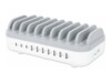 Manhattan Charging Station, 10x Ports: 3x USB-C (up to 18W PD) and 7x USB-A (up to 12W), 120W Total Output, White/Grey, Three Year Warranty, Box Opladningsstation