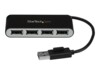 StarTech.com 4 Port USB 2.0 Hub - USB Bus Powered - Portable Multi Port USB 2.0 Splitter and Expander Hub - Small Travel USB Hub (ST4200MINI2) Sort Sølv