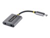 StarTech.com USB-C Headphone Splitter, USB Type C Dual Headset Adapter w/Microphone Input, USB C to 3.5mm Adapter/Earphone Dongle, USB C to Audio Jack/Aux Output - Mic and Headset Controls, Built-in 24-bit DAC (USBC-AUDIO-SPLITTER) Lydsplitter 7cm Sort Gr