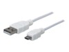 Manhattan USB-A to Micro-USB Cable, 1m, Male to Male, White, 480 Mbps (USB 2.0), Hi-Speed USB, Lifetime Warranty, Polybag USB-kabel 1m Hvid