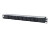 Intellinet 19' 1U Rackmount Anti-Shedding 8-Output C13 Power Distribution Unit (PDU), With Removable Power Cable and Rear C14 Input (Euro 2-pin plug) Strømfordelingsenhed 8-stik Sort 2m