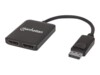 Manhattan DisplayPort to 2-Port DisplayPort Splitter Hub MST, 4K@30Hz, USB-A Powered, Video Wall Function, Black, Blister Video-/audiosplitter DisplayPort