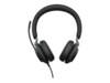 Jabra Evolve2 40 MS Stereo Kablet Høretelefoner Sort