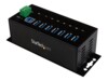 StarTech.com 7-Port USB 3.0 Hub - Metal Industrial USB-A Hub with ESD Protection & 350W Surge Protection - Din Rail, Wall or Desk Mountable - TAA Compliant USB Expander Hub (ST7300USBME) Sort