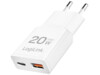USB Wall Charger, GaN, 2port, USB-AF & USB-CF, PD 20W, slim, white