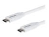 StarTech.com USB C to USB C Cable - 6 ft / 2m - 5A PD - M/M - White - USB 2.0 - USB-IF Certified - USB Type C Cable - USB C Charging Cable (USB2C5C2MW) USB Type-C kabel 2m Hvid