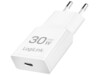 USB Wall Charger, GaN, 1port, USB-CF, PD 30W, slim, white