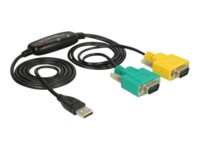 Delock Adapter USB 2.0 Type-A > 2 x Serial DB9 RS-232 USB / serielkabel 1.5m Sort Grøn Gul