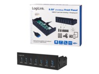 LogiLink USB 3.0 hub, 7-port 5.25' internal, with fast charging port Sort