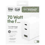 empower by PanzerGlass® High-Speed 70W Multiple Charger incl. 2 x USB-C + USB-A, UK Plug, Silver White