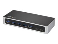 StarTech.com 7 Port USB C Hub with Fast Charge Port, USB-C to 5x USB-A 2x USB-C USB 3.0 (USB 3.1/3.2 Gen 1 SuperSpeed 5Gbps), Self Powered Type-C Hub w/ Power Adapter, Desktop/Laptop Hub - Windows/macOS/Linux (HB30C5A2CSC) Sort Sølv