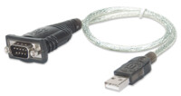 Manhattan USB-A to Serial Converter cable, 45cm, Male to Male, Serial/RS232/COM/DB9, Prolific PL-2303RA Chip, Black/Silver cable, Three Year Warranty, Blister USB / serielkabel 45cm Sort Sølv