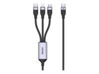 Unitek przewód ladujacy USB 3 w 1 czarny C14101AGY01-1.5M