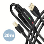 Axagon ADR-220B USB 2.0 A-M -> B-M active connecting/repeater cable 20m - Kabel - Digital/Daten USB-A to USB-B 20m Sort