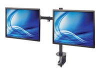 Manhattan TV & Monitor Mount, Desk, Full Motion, 2 Screens, Screen Sizes: 10-27', Black, Clamp Assembly, Dual Screen, VESA 75x75 to 100x100mm, Max 8kg (each), Lifetime Warranty Monteringssæt 2 LCD displays 13'-32'