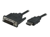 Manhattan HDMI to DVI-D 24+1 Cable, 1m, Male to Male, Black, Dual Link, Compatible with DVD-D, Lifetime Warranty, Polybag Videoadapterkabel 1m Sort
