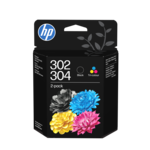 HP 302/304 Tri-color/Black Ink Crtg 2-Pk Sort, Cyan, Magenta, Gul 120 sider Blæk