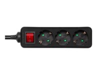 DELTACO GT-0362 Stikdåse 3-stik 16A Sort 5m