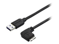 StarTech.com 0.5m 20in Slim Micro USB 3.0 Cable M/M - Right-Angle Micro-USB - USB 3.0 A to Micro B - Angled Micro USB 3.1 Gen 1 5Gbps (USB3AU50CMRS) USB-kabel 50cm Sort