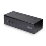 StarTech.com 4-Port Dual-Monitor DisplayPort KVM Switch, 4K 60Hz, 2x USB 5Gbps Hub Ports, 2x USB 2.0 HID Ports, Hotkey and Push-Button Switching, TAA Compliant - 3.5mm Audio, HDCP (P4DD46A2-KVM-SWITCH) KVM / audio-switch Desktop
