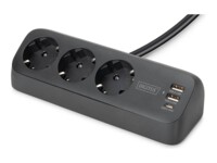 DIGITUS Stikdåse 3-stik 16A Sort 1.5m
