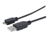 Manhattan USB-A to Micro-USB Cable, 1.8m, Male to Male, Black, 480 Mbps (USB 2.0), Hi-Speed USB, Lifetime Warranty, Polybag USB-kabel Sort