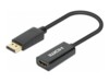 Manhattan DisplayPort 1.2 to HDMI Active Adapter, 4K@60Hz, 15cm, Male to Female, DP With Latch, Black, Not Bi-Directional, Three Year Warranty, Polybag Videoadapter 15cm Sort