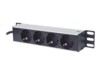 Intellinet 1U Rackmount 4-Way Power Strip - German Type', With Power Indicator, No Surge Protection, 1.8m Power Cord (Euro 2-pin plug) Stikdåse 4-stik 15A Sort