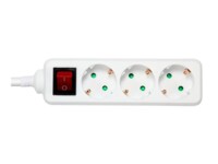 DELTACO Stikdåse 3-stik 16A Hvid 3m