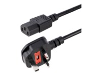 StarTech.com 6ft (1.8m) UK Computer Power Cable, 18AWG, BS 1363 to C13 Power Cord, 10A 250V, Black Replacement AC Power Cord, Monitor Power Cable, BS 1363 to IEC 60320 C13 Kettle Lead - PC Power Supply Cable Strømkabel 1.8m Sort