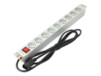 DIGITUS Professional A-19-STRIP-4-IMP Strømfordelingsenhed 9-stik 10A Hvid 2m