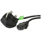 StarTech.com 3ft (1m) UK Computer Power Cable, BS 1363 to C13 Power Cord, 18AWG, 10A 250V, Black Replacement AC Power Cord, Monitor Power Cable, BS 1363 to IEC 60320 C13 Kettle Lead - PC Power Supply Cable (BS13U-1M-POWER-LEAD) Strømkabel 1m Sort