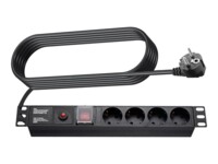 Vision Strømfordelingsenhed 4-stik Sort 1.8m