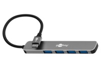 Slim 4-Port USB Hub, USB-C™ to USB-A, 5 Gbit/s, grey