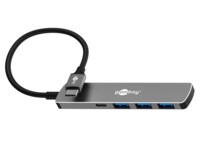 Slim 4-Port USB Hub, USB-C™ to USB-C™/USB-A, 5 Gbit/s, grey