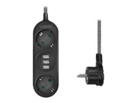 LogiLink Stikdåse 2-stik 16A Sort Hvid 1.5m