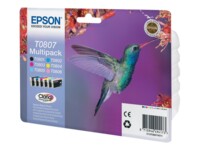 Epson T0807 Multipack Sort Gul Cyan Magenta Lys magenta Lys cyan Blæk C13T08074021