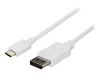 StarTech.com 6ft/1.8m USB C to DisplayPort 1.2 Cable 4K 60Hz, USB-C to DisplayPort Adapter Cable HBR2, USB Type-C DP Alt Mode to DP Monitor Video Cable, Works with Thunderbolt 3, White - USB-C Male to DP Male (CDP2DPMM6W) DisplayPort kabel 1.8m Hvid