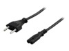 DELTACO Europlug (strøm CEE 7/16) (male) - Strøm IEC 60320 C7 Sort 2m Strømkabel