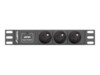 Lanberg PDU-03E-0200-IEC-BK Strømfordelingsenhed 3-stik 10A Sort 2m