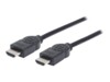 Manhattan HDMI Cable with Ethernet, 4K@30Hz (High Speed), 5m, Male to Male, Black, Ultra HD 4k x 2k, Fully Shielded, Gold Plated Contacts, Lifetime Warranty, Polybag HDMI-kabel med Ethernet 5m Sort