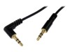 StarTech.com 3 ft. (0.9 m) 3.5mm Audio Cable - 3.5mm Slim Audio Cable - Right Angle - Male/Male - Aux Cable (MU3MMSRA) Audiokabel 91cm Sort