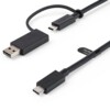 StarTech.com 3ft (1m) USB C Cable w/ USB-A Adapter Dongle, Hybrid 2-in-1 USB C Cable w/ USB-A | USB-C to USB-C (10Gbps/100W PD), USB-A to USB-C (5Gbps), USB-A Host to USB-C DisplayLink Dock - Ideal for Hybrid Dock (USBCCADP) USB Type-C kabel 1m Sort