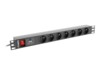 Lanberg PDU-07E-0200-IEC-BK Strømfordelingsenhed 7-stik 10A Sort 2m