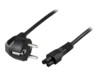 DELTACO Strøm CEE 7/7 (male) - Strøm IEC 60320 C5 Sort 50cm Strømkabel