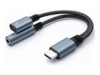 Qoltec USB-C til hovedtelefon-jackstik/opladningsadapter 10cm Grå