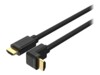 Unitek HDMI han lige -> HDMI han 90° højrevinklet 2 m Sort