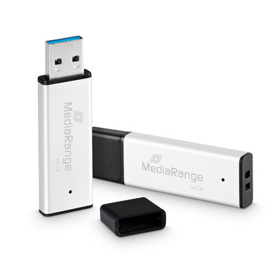 MediaRange MR1901 64GB USB 3.2 Gen 1 USB stick Sort Sølv